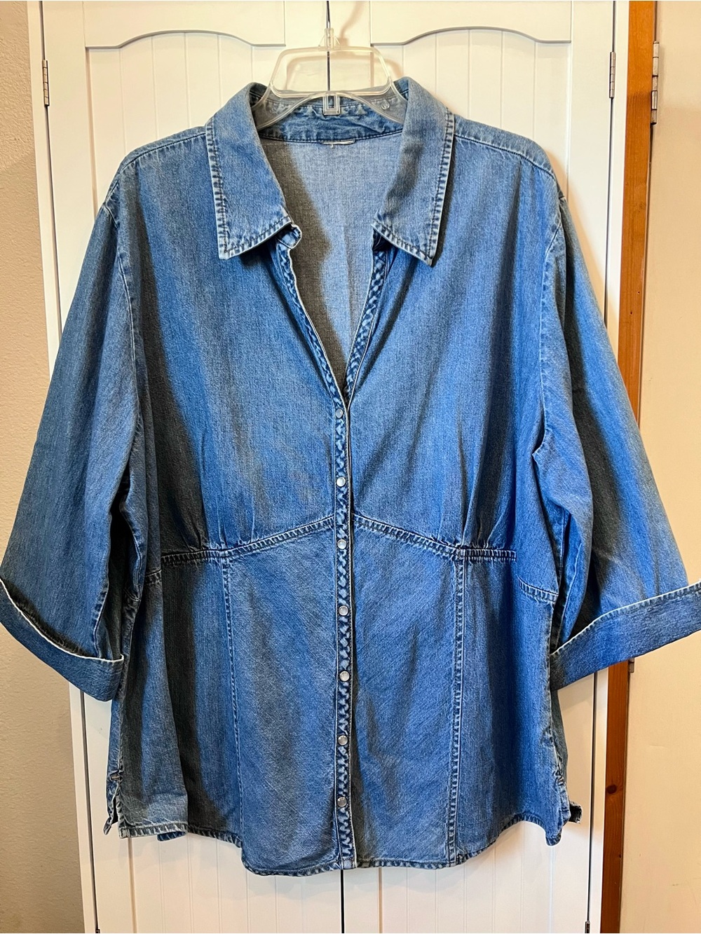 Faded Glory Light Blue Denim Button-Front Shirt